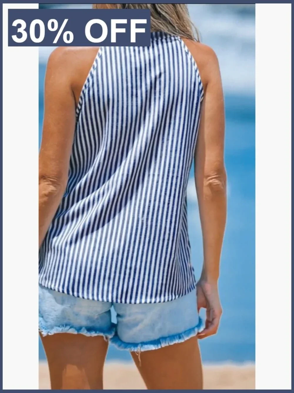 CUPSHE Women's Striped V-Neck Tank Top Button Front Sleeveless_7